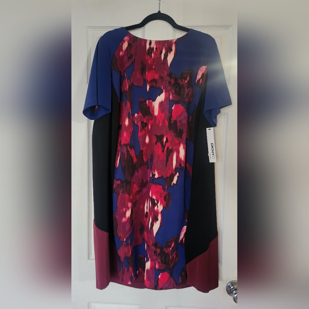 DKNYC Abstract Red and Blue Dress